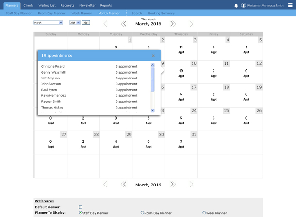 monthly appointment calendar