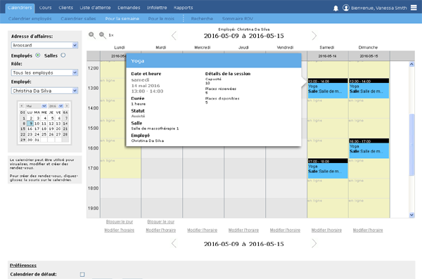 gestion de sessions de groupe, cours et ateliers