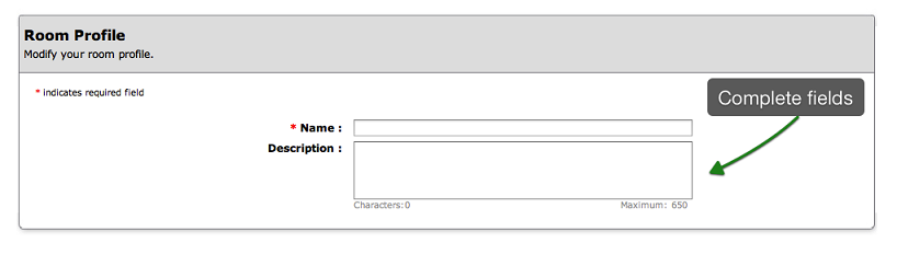 enter room details within your room booking software