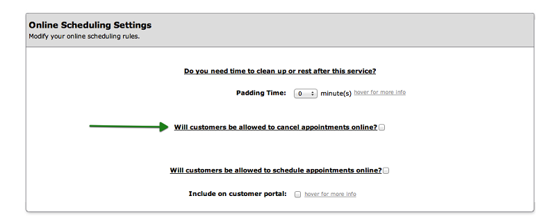 scheduling rules for customer booking software