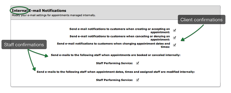 email notifications for online appointment scheduling