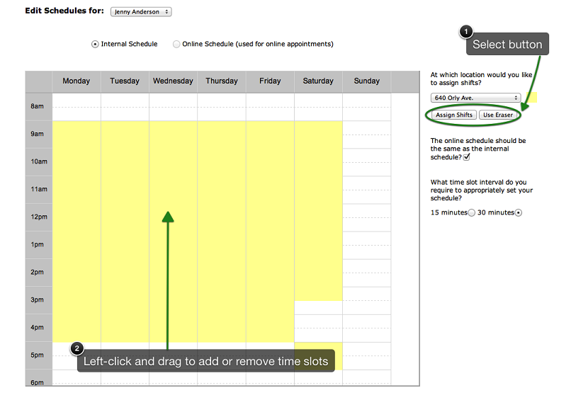 setting time slots for online scheduling within your appointment software