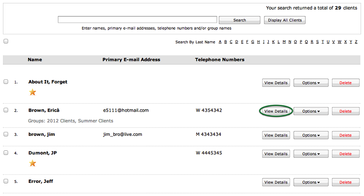 access client profiles for online client scheduling