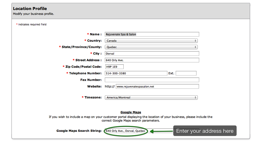 add your address to map your location for online scheduling