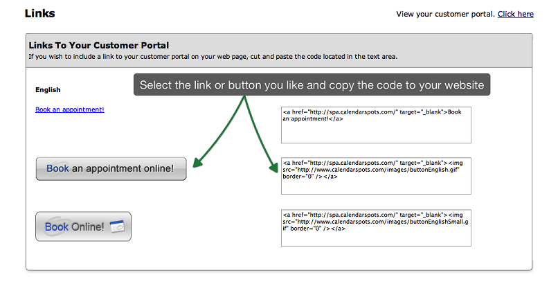 online booking customer portal